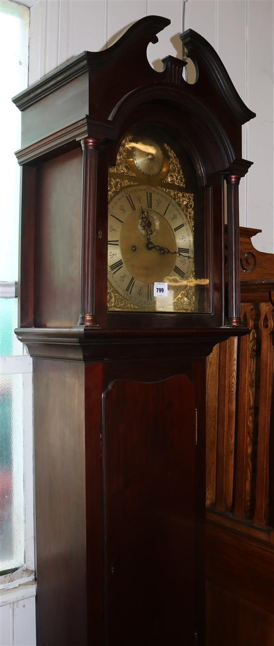 Edwardian Maple & Co mahogany eight day longcase clock(-)